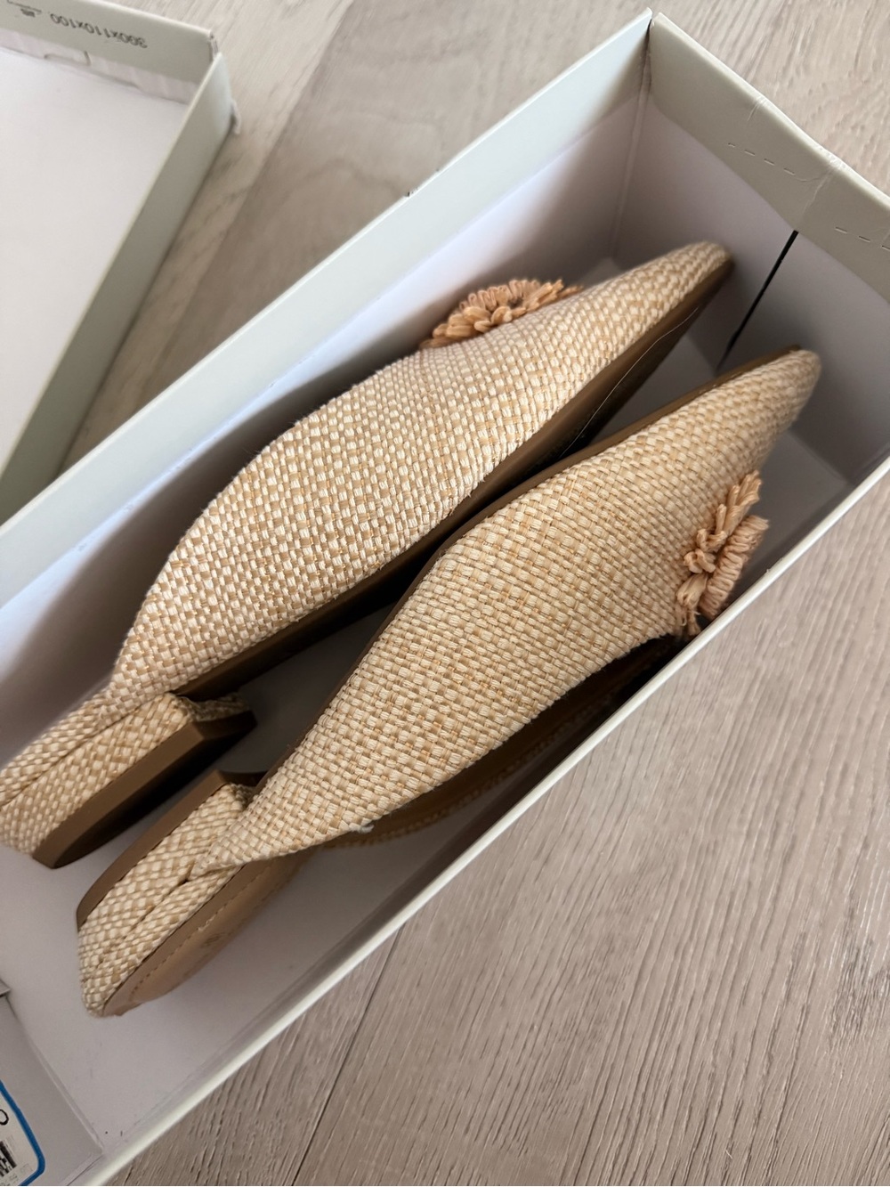 Bandolino Woven Pointed-Toe Slingback Flats in Natural Beige